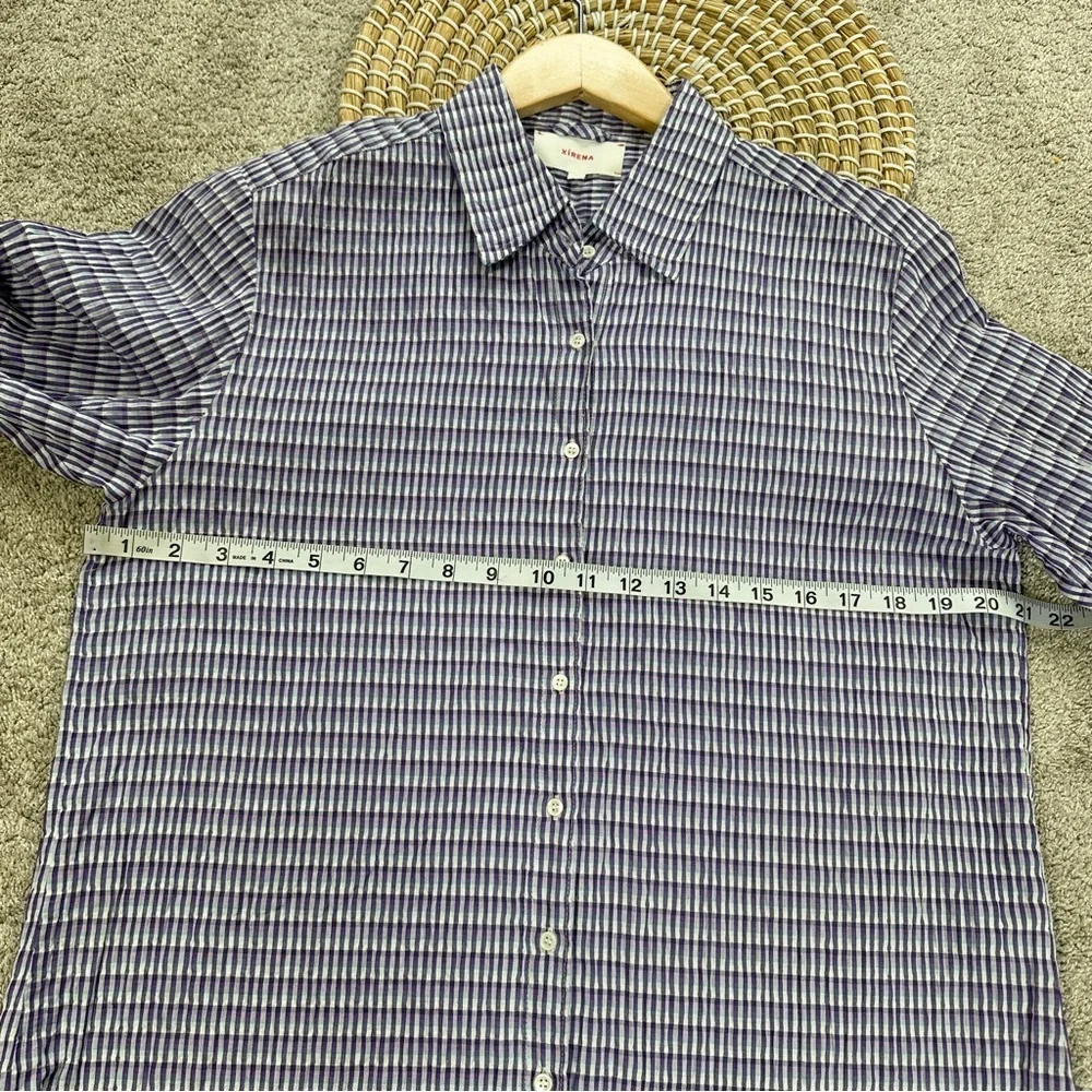 XiRENA Women’s Dawson Crinkled Button Down Shirt Longsleeve in Plaid Purple XS - Picture 13 of 14